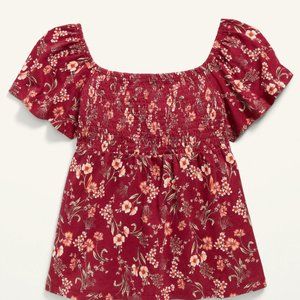 Flutter-Sleeve Smocked Swing Top